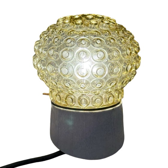 Image 1 of ca. 1970's pressed glass wall / ceiling fixture - Czechoslovakian - Mounted under an angle - Porcelain and yellow glass