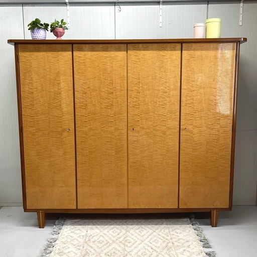 Midcentury 4 Deurs Gloss Vintage Kledingkast Wardrobe