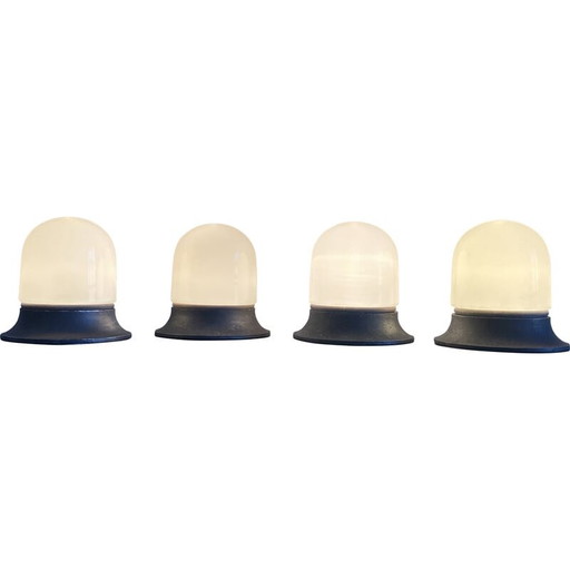 Vintage Artemide wall lamps in opal glass and metal, 1970