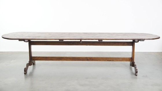 Image 1 of Mesa de comedor antigua XXL de madera de álamo del siglo XVIII