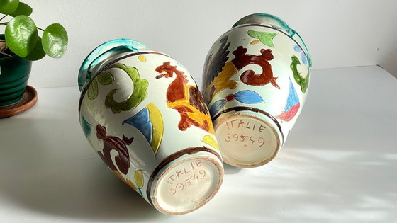 Image 1 of Vintage Italy VASES DRAGON Pattern