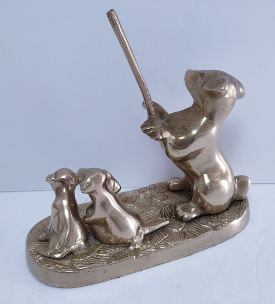 Image 1 of Pisapapeles escultural de perro de latón macizo