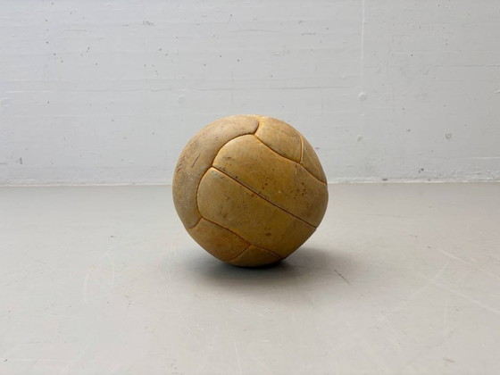 Image 1 of Vintage leather ball / medicine ball, mid-century, 1940s