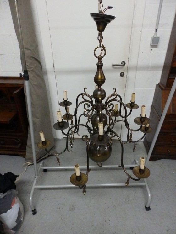 Image 1 of Impresionante lámpara de araña holandesa de dos niveles con 12 luces