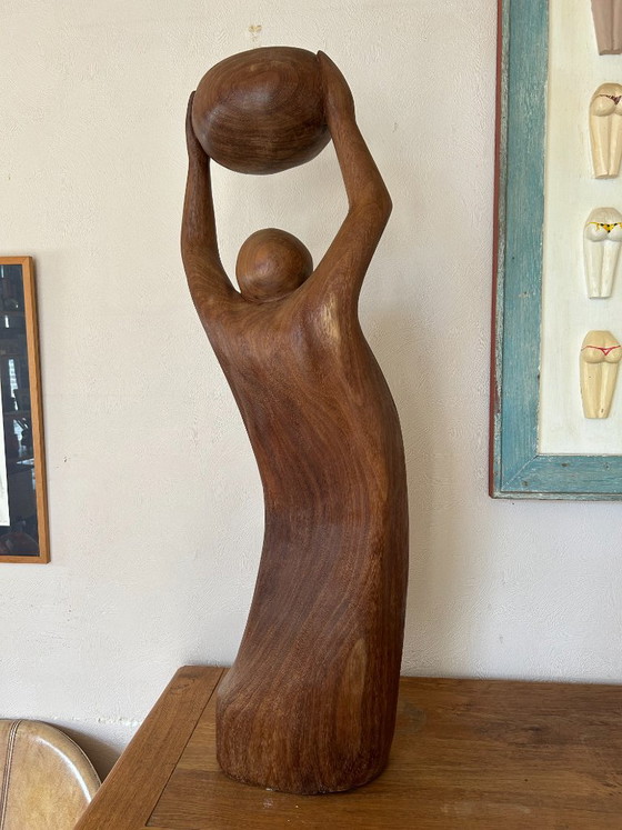 'Atlas' mit dem Globus, eigen werk, Dekorative Objekte, Holz, Beige, Modern (Foto 6 von 13)