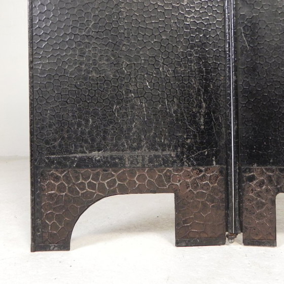 Image 1 of Stalen Art Deco kamerscherm met messing details, jaren 30