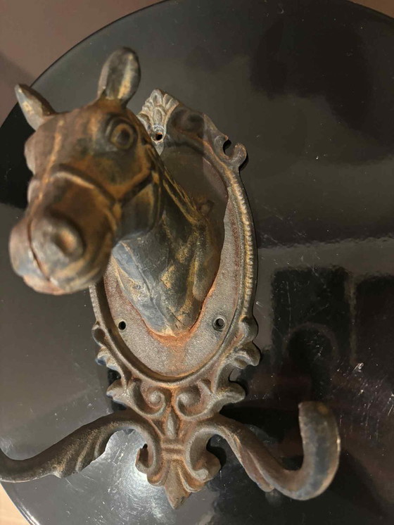 Image 1 of Appendiabiti vintage a forma di testa di cavallo - Decorazione murale rustica equestre