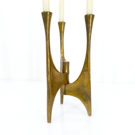 Image 1 of Lampadario brutalista a treppiede in bronzo, Michael Harjes, Germania, circa 1960