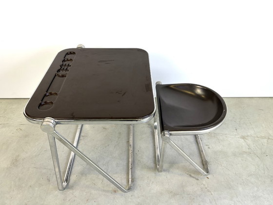 Platone folding table with stool by Giancarlo Piretti for Castelli, 1970s, Anonima Castelli, Desk, Metal (photo 14 of 15)