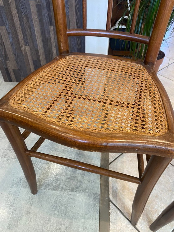 Image 1 of Coppia N1 di sedie antiche in canna e legno del 1900