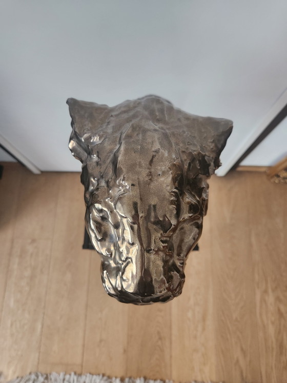 Image 1 of Villari - Large handmade porcelain bust of a Panther - Limited Edition 100/300 - 39 cm