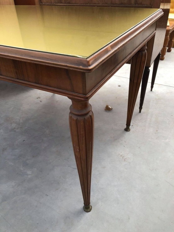 Esstisch im Stil von Paolo Buffa, 1960er Jahre – Esstische, Holz, Glas, Mid Century Modern (photo 3 of 6)