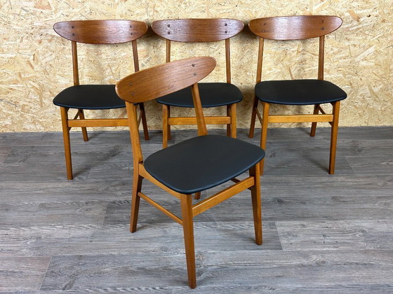 Image 1 of 4 sedie in teak anni '60 e '70, sedia da pranzo Farstrup Denmark Design