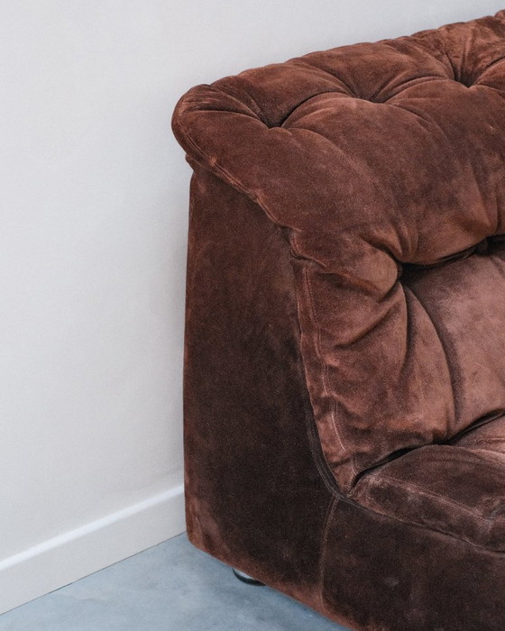 Image 1 of Vintage modular suede sofa set by Knoll