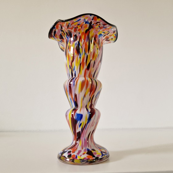 Image 1 of Murano Antique art deco glass vase Spatter glass