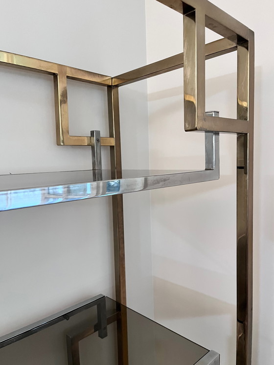 Image 1 of Vintage Chrome and Gold Bookcase by BelgoChrom, 1970s