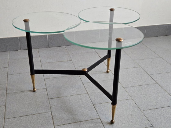 Image 1 of Tavolino da caffè vintage anni '50, espositore da negozio Dekora Nantes, stile rockabilly anni '50.