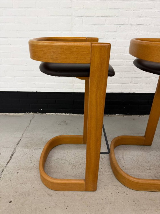 Juego de 3 taburetes de bar estilo Willy Rizzo – Wood (photo 8 of 10)