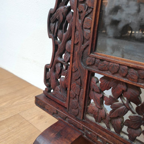 Image 1 of Paravent de cheminée ancien asiatique en bois, paravent décoratif
