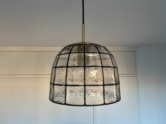 Image 1 of Lampada a sospensione in vetro vintage Glashütte Limburg