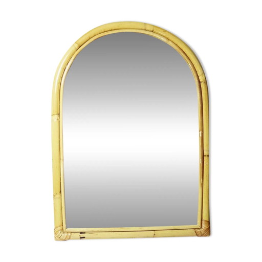 Large bamboo arch wall mirror, Italian, Riviera style, 1950s-60s.