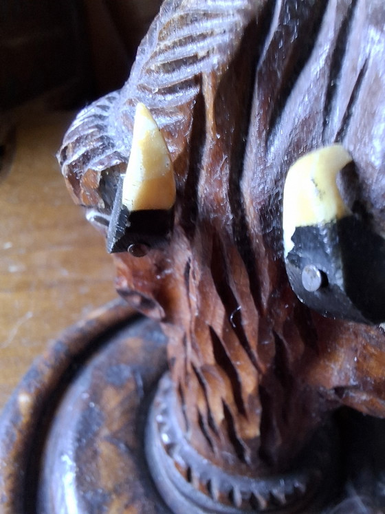 Antique Romanian Art Deco Hand-Carved Wooden Smoking Valet & Match Holder (c. 1930s) – Decorative Objects (photo 2 of 11)