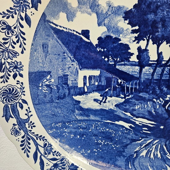 Image 1 of Grande piatto decorativo da parete in porcellana di Delft. Piatto da parete in porcellana di Delft Boch