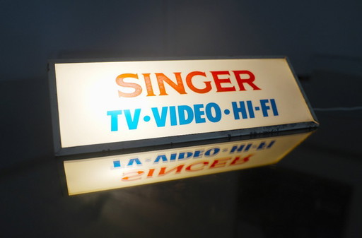 Vintage Singer TV-Video-Hi-Fi Illuminated Store Sign - 1960s Collectible Display