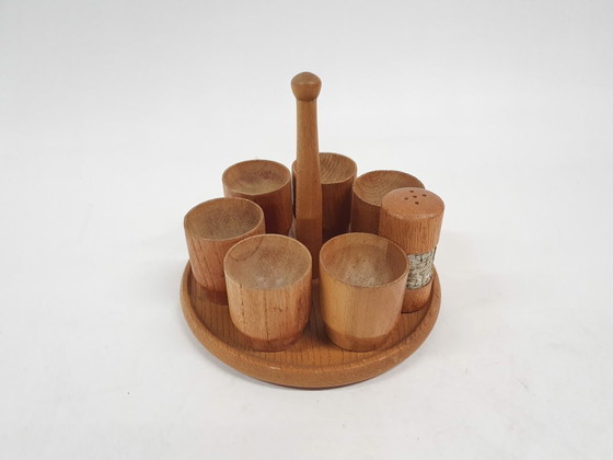 Image 1 of Vintage wooden egg cups, The Netherlands 1950's