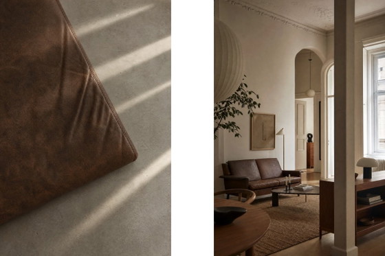 Image 1 of Canapé 2 Places Vintage Mid-Century Scandinave Moderne en Cuir Marron 3330 par Arne Vodder pour Fritz Hansen, 1960s
