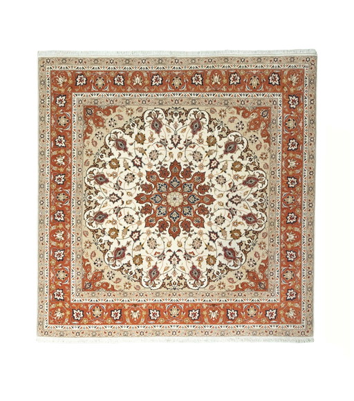 Handgeknoopt Perzisch tapijt - Tabriz 50 Raj Met zijde 203 x 200 cm