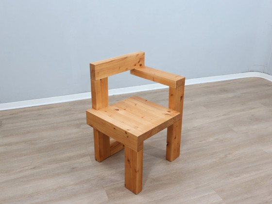 Image 1 of Silla Steltman de madera de alerce de la década de 1980 de Gerrit Rietveld