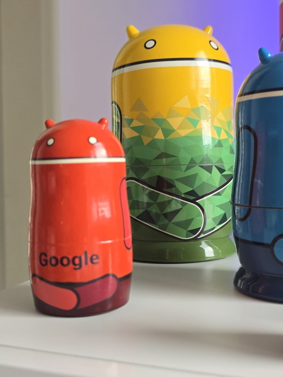 Set di Matrioske in Legno Google Android Ufficiale Estremamente Raro 6 pezzi, Oggetti decorativi, Multicolore (foto 9 di 14)