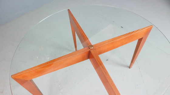 Image 1 of Table basse Gio Ponti pour Isa Bergamo en chêne avec plateau rond en cristal, 1957