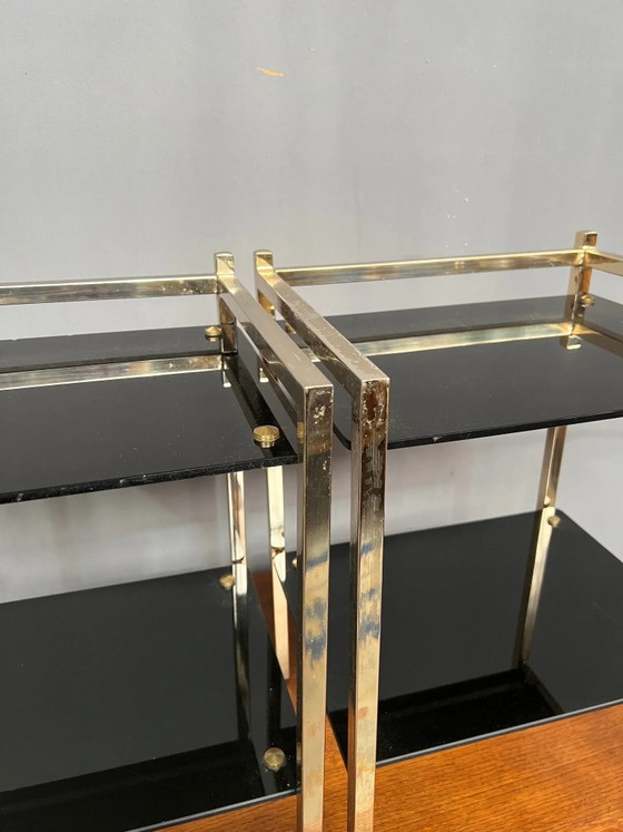 Pair of vintage Hollywood Regency style bedside or accent tables., Nightstands, Metal (photo 8 of 9)