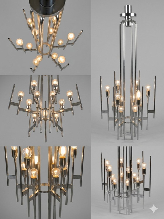 Image 1 of Lampadario cromato di Gaetano Sciolari, Italia, anni '60