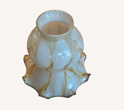 Opaline Lampshade with Golden Brown Veins