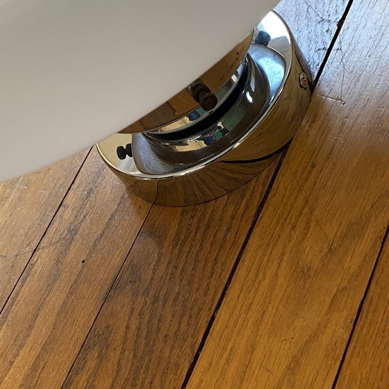 Image 1 of Opaalglazen plafondlamp, 30 cm, wit, wandmontage, roestvrijstalen voet