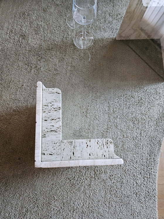 Image 1 of Salontafel in travertin met glas