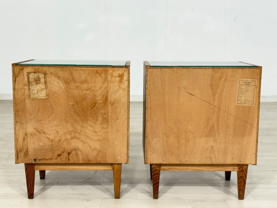 Image 1 of 2x Very beautiful vintage bedside tables / nightstands / side tables Mid-Century