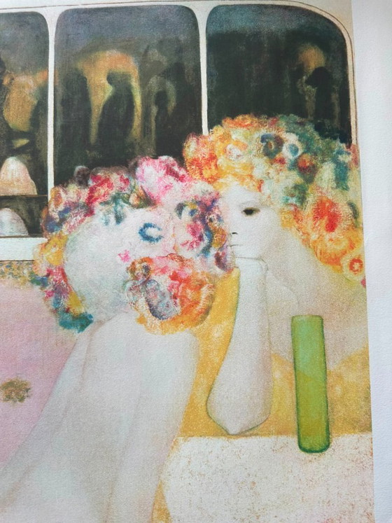 Image 1 of Leonor Fini - Estampe rare, femmes dans un café parisien