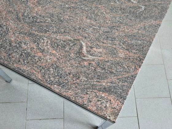 Image 1 of Vintage 1970s Side Coffee Table, Pink Granite & Chrome Steel, DLG Florence Knoll