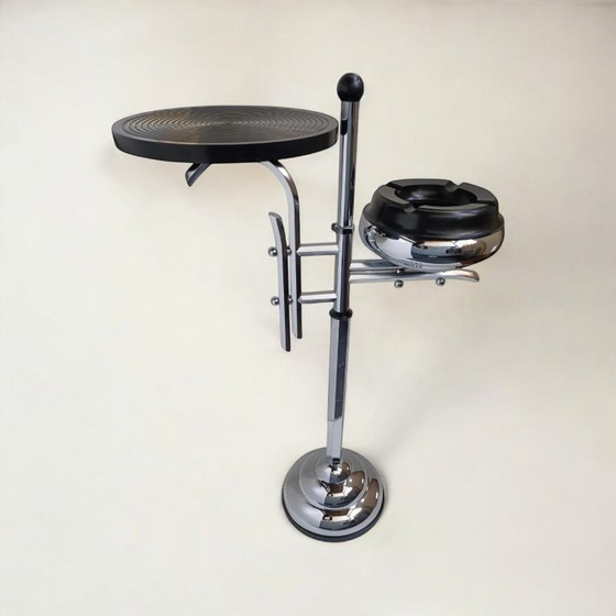 Image 1 of Art Déco standing ashtray by DeMeyere, 1930s - side table / smoking table made of chrome and Bakelite.