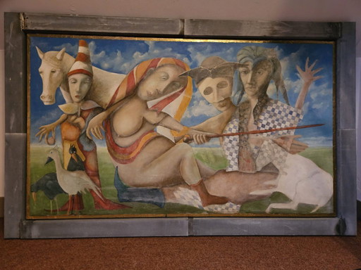 Large Surrealist Painting by Leo Bos