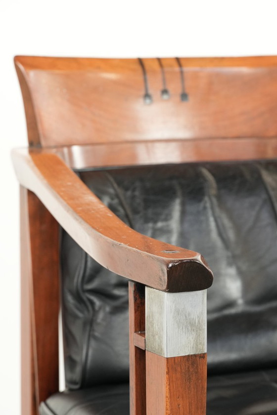 Image 1 of Black leather Schuitema Art Deco design dining/side/desk chair