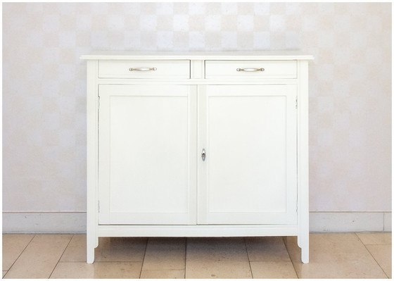 Image 1 of Parisian buffet in white wood and linen, 1950