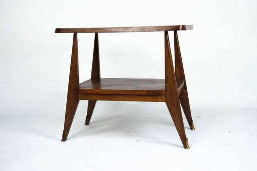 Mesa auxiliar italiana de madera de mediados de siglo. Italia, década de 1950.