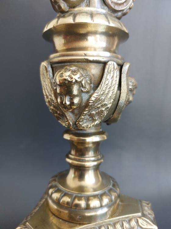 Image 1 of Candelabro da cappella in bronzo del XIX secolo
