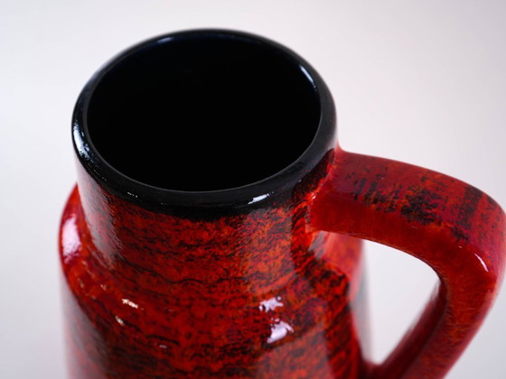 Image 1 of Red ceramic vase, German design, 1960s, made in West Germany