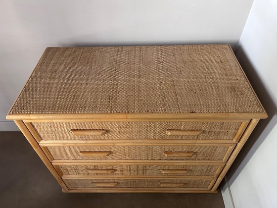 Image 1 of Vintage rattan bamboo chest of drawers